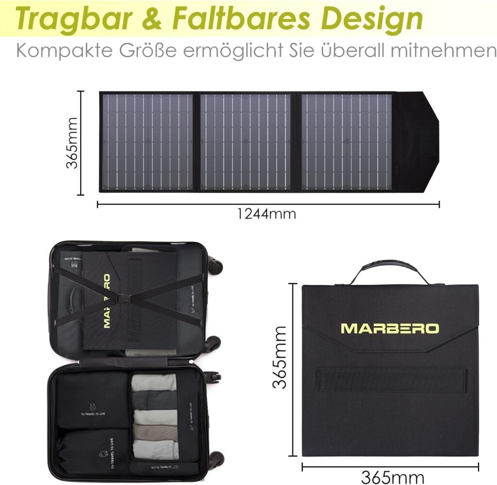 MARBERO 150Wh Portable Power Station with 60W Foldable Solar Panel Included, 150W Peak Solar Generator with AC Outlet for Caming, Office, Emergency, Blackout