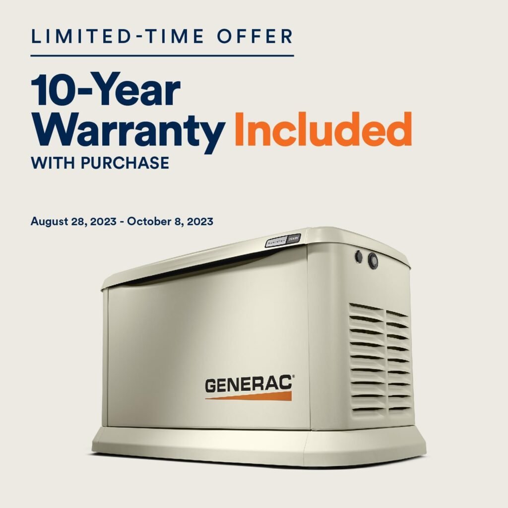 Generac 69981 7.5kW Powerpact Home Standby Generator with 50-Amp Lightweight Transfer Switch - Power Home Essentials - Reliable and Long-Life Operation - Digital Controller with LED Indicators