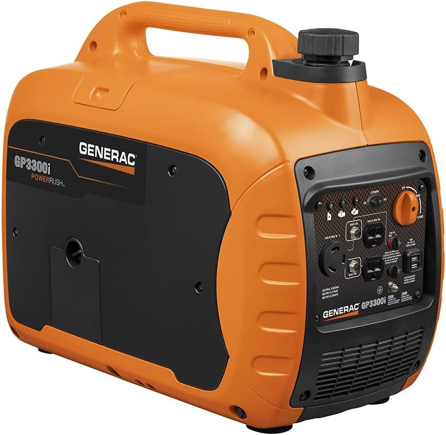 Generac 7154 GP3300i 3,300-Watt Gas-Powered Portable Inverter Generator - Compact and Lightweight Design with Parallel Capability - USB Ports for Mobile Device Charging - CARB Compliant
