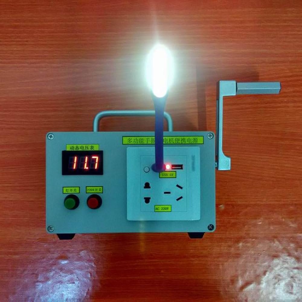 Hand Crank Generator, Portable Emergency Power Supply, USB Charger Phone Car Survival Charging, Backup Power for Outage Travel Outdoor Camping