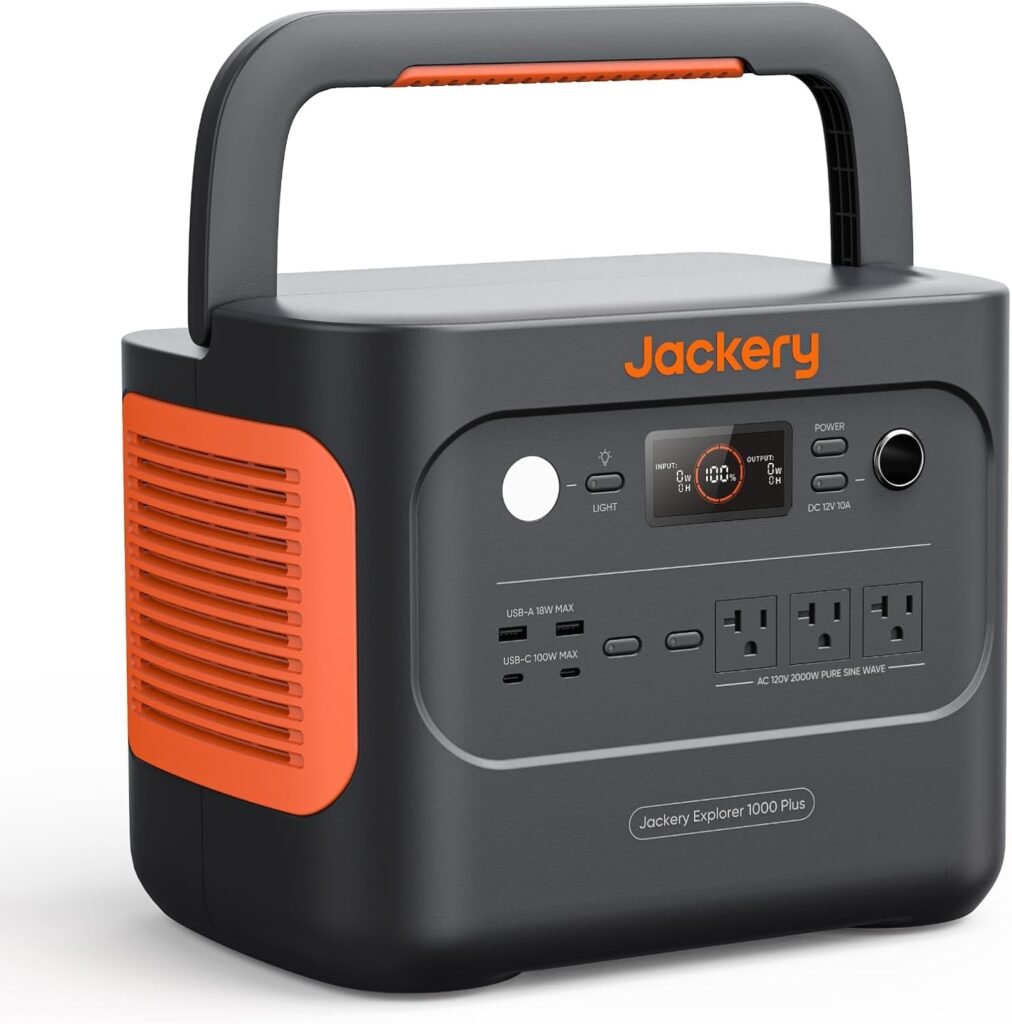 Jackery Explorer 1000 Plus Portable Power Station,1264Wh Solar Generator with 2000W Output, Expandable to 5kWh for Camping, Road Trips and Home Backup (Solar Panel Optional) (Renewed)