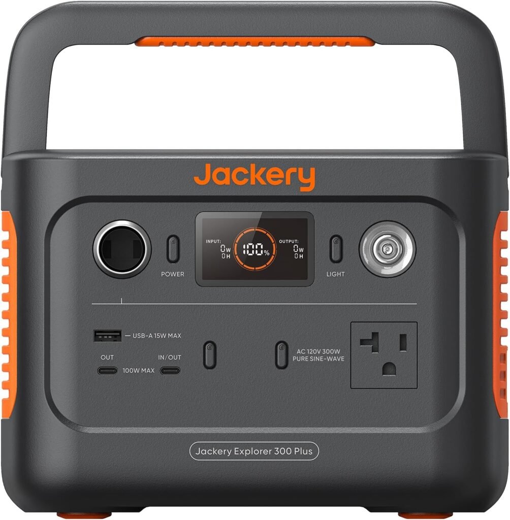 Jackery Explorer 300 Plus Portable Power Station, 288Wh Backup LiFePO4 Battery, Solar Generator (Solar Panel Not Included) for RV, Outdoors, Camping, Traveling, and Emergencies (E300Plus) (Renewed)