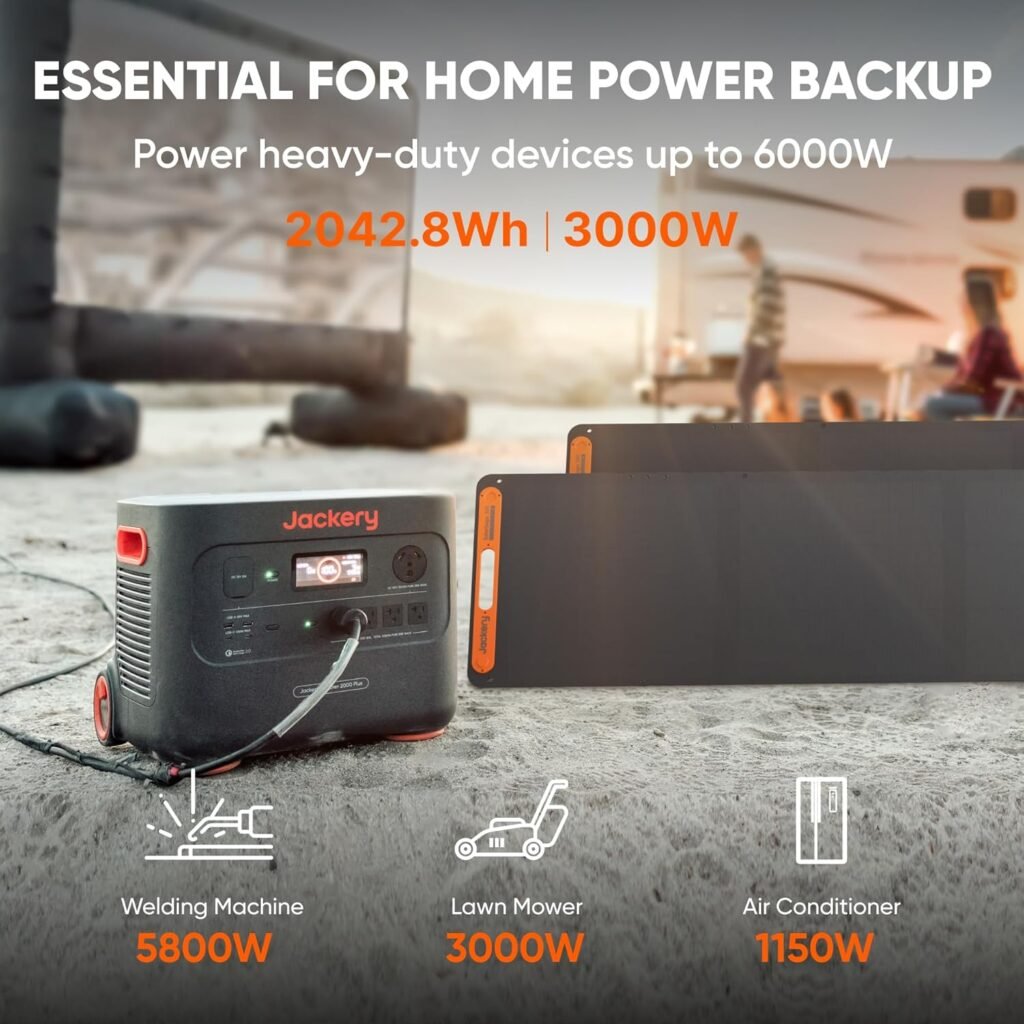 Jackery Solar Generator 4000 Kit, Explorer 2000 Plus and 1X PackPlus E2000 Plus Expandable Battery with 2X200W Solar Panel, 4085 Wh LiFePO4, 3000W Output for Outdoor RV Camping  Home Emergency