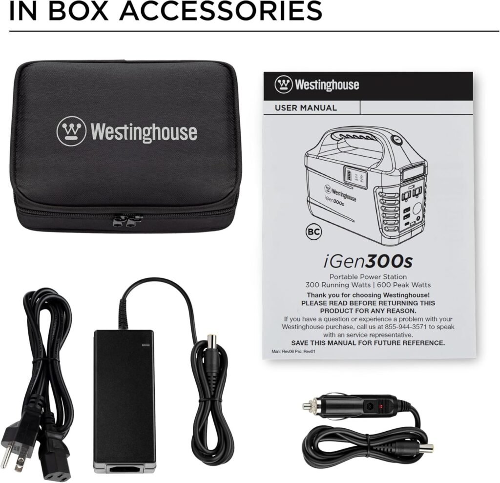 Westinghouse 296Wh 600 Peak Watt Portable Power Station and Solar Generator, Pure Sine Wave AC Outlet, Backup Lithium Battery for Camping, Home, Travel, Indoor/Outdoor Use (Solar Panel Not Included)