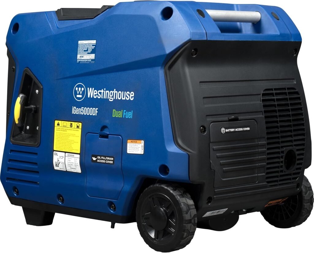 Westinghouse Outdoor Power Equipment 5000 Peak Watt Super Quiet Portable Inverter Generator, Remote Electric Start with Auto Choke, Wheel  Handle Kit, RV Ready, Gas Powered, Parallel Capable