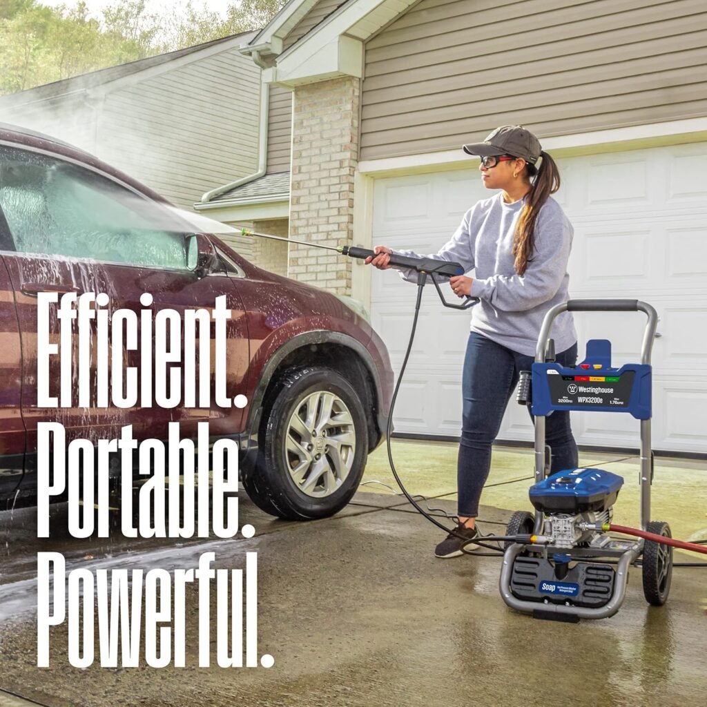 Westinghouse WPX3400e Electric Pressure Washer, 3400 Max PSI and 2.0 Max GPM, Brushless Motor, Onboard Soap Tank, Spray Gun and Wand, 5 Nozzle Set, for Cars/Fences/Driveways/Homes/Patios/Furniture