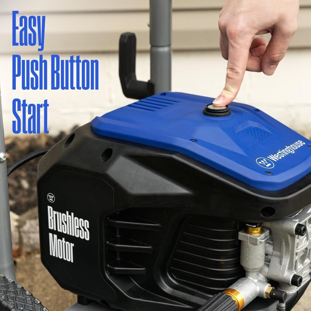 Westinghouse WPX3400e Electric Pressure Washer, 3400 Max PSI and 2.0 Max GPM, Brushless Motor, Onboard Soap Tank, Spray Gun and Wand, 5 Nozzle Set, for Cars/Fences/Driveways/Homes/Patios/Furniture