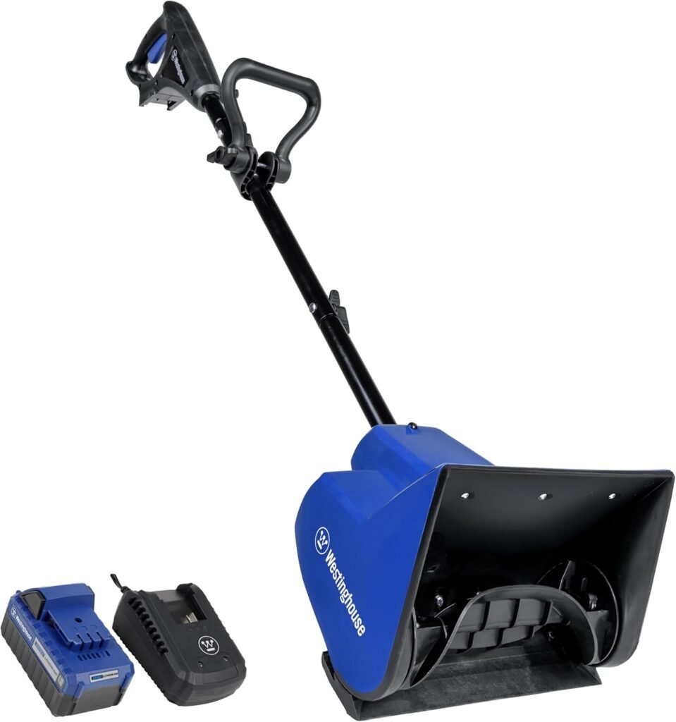 Westinghouse WSnow13S 24V Cordless Snow Shovel 13 Inch Kit, 24V 4Ah Battery, Fast Charger, Electric Snow Shovel with 20ft Throwing Distance, plows 300lbs/min, Compatible with Snow Joe Batteries