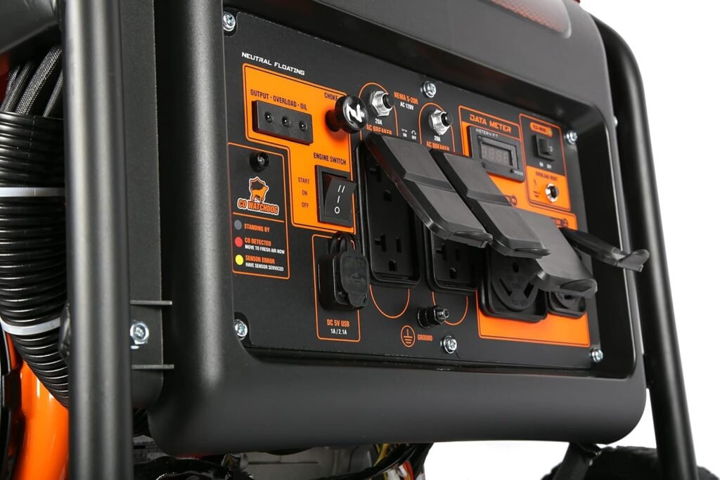 WEN GN875iX 8750-Watt RV and Transfer-Switch-Ready 120V/240V Electric Start Open Frame Inverter Generator with CO Shutdown Sensor, Black