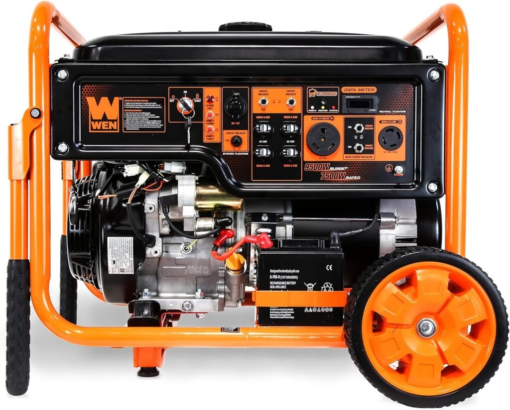 WEN GN9500X 9500-Watt Portable Generator with Remote Electric Start and CO Shutdown Sensor, Black