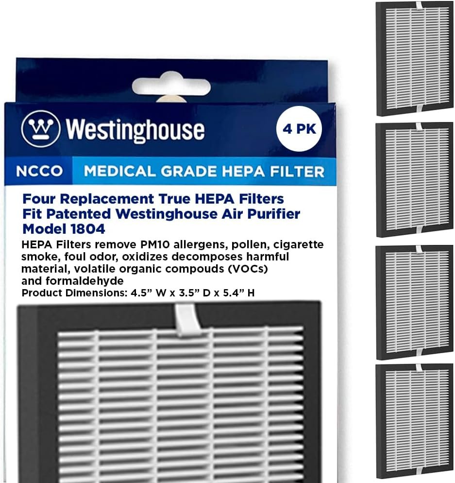 Westinghouse Air Purifier True HEPA Filter Replacement Compatible with 1804 Model (Set of 4)