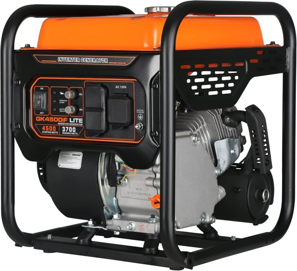 4500 Watt Open Frame Inverter Generator 30 Amp Pure Sine Wave Noise Reduced 50% 55lbs EPA complied Gas Powered
