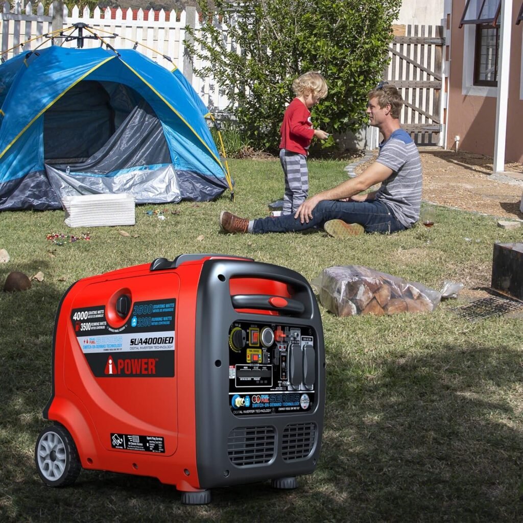 A-iPower SUA4000iED 4000 Watt Portable Inverter Generator Gas  Propane Powered, Small with Electric Start RV Ready for Camping, Tailgate, or Home emergency