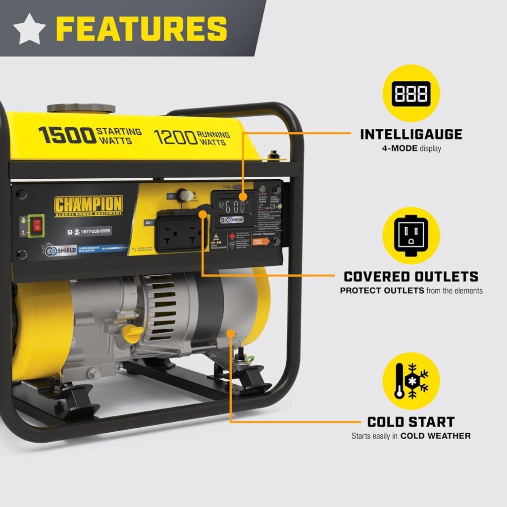 Champion Power Equipment 4375-Watt Dual Fuel RV Ready Portable Generator with CO Shield