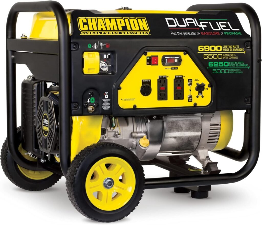 Champion Power Equipment 6900-Watt Dual Fuel Portable Generator with Wheel Kit