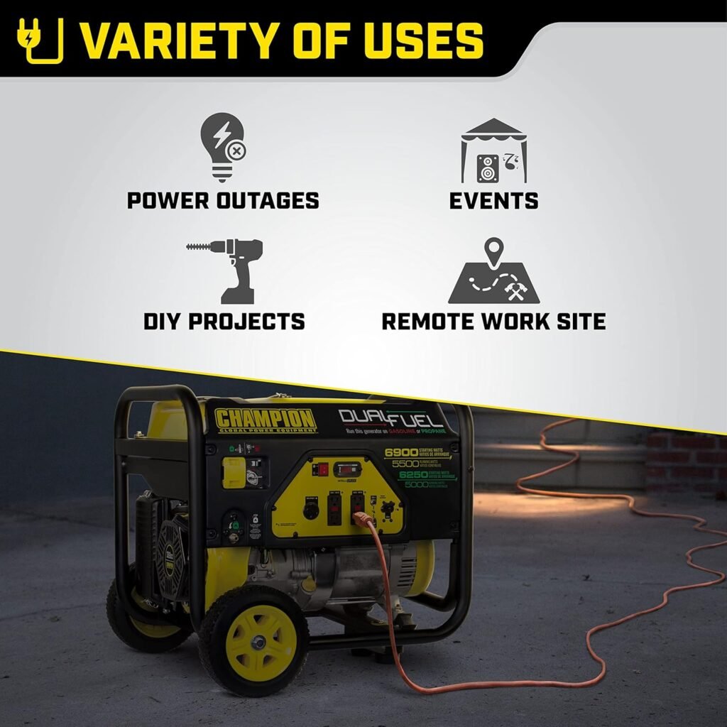Champion Power Equipment 6900-Watt Dual Fuel Portable Generator with Wheel Kit