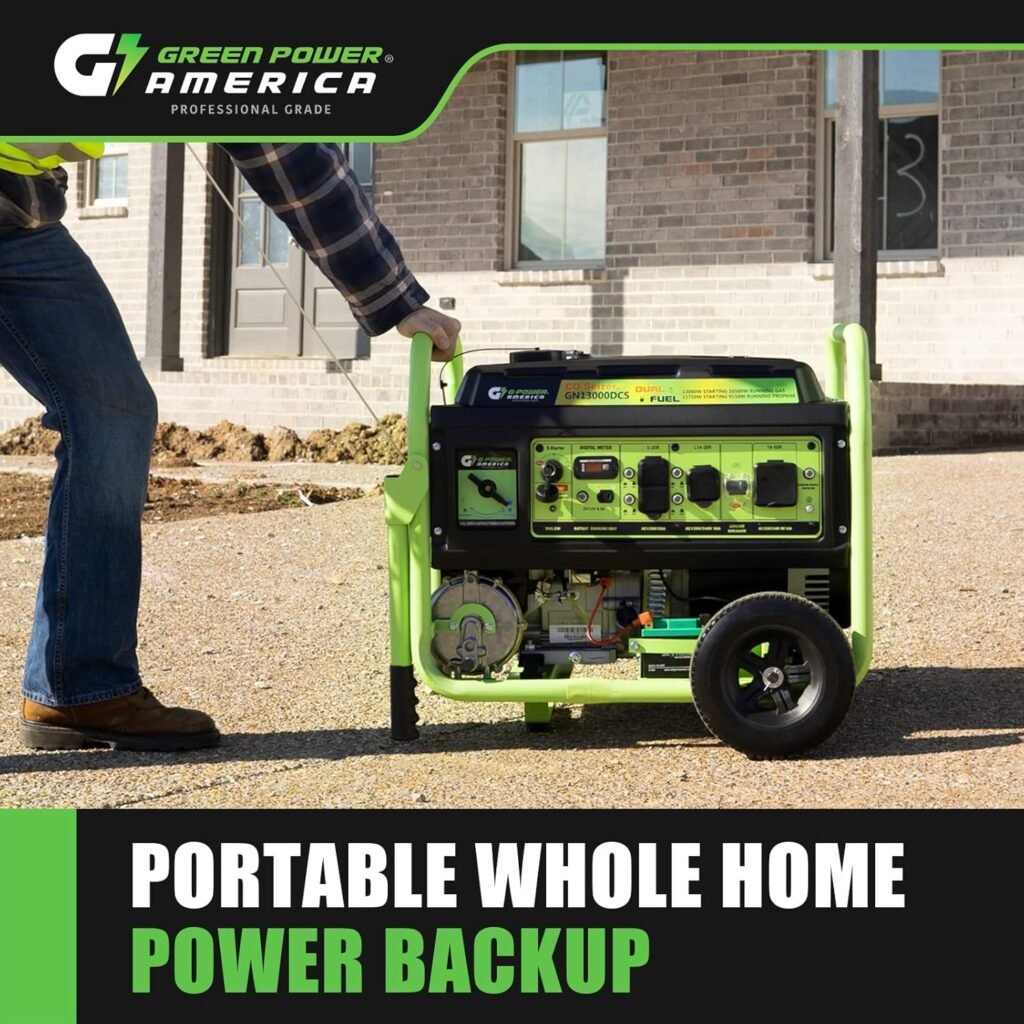 Dual Fuel Portable Generator 13000 Watt,Gas or Propane Powered,Electrical/Recoil Start, Equipped with CO-Seizer CO Protection System