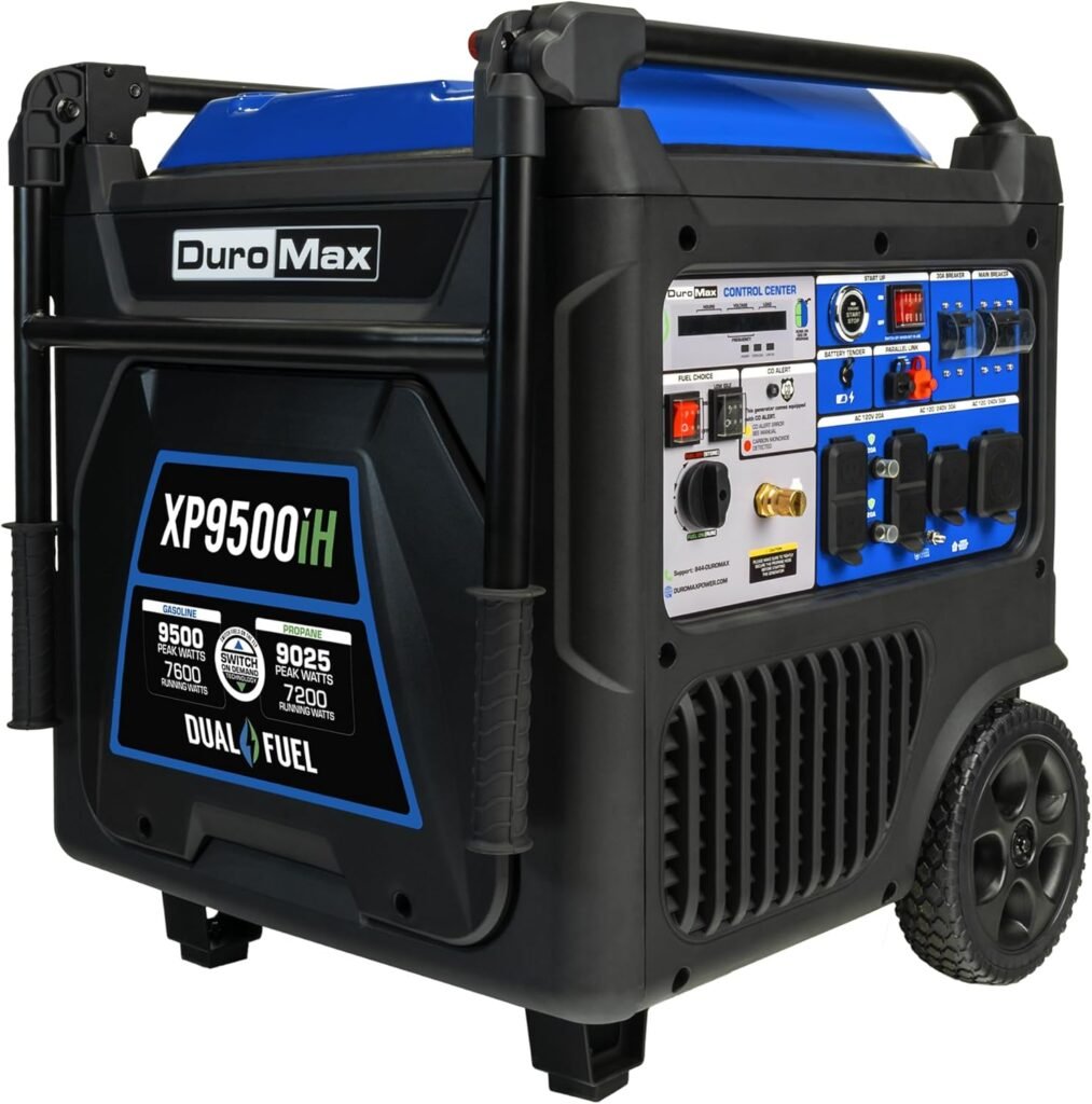 DuroMax XP9500iH 9,500-Watt Dual Fuel Portable Digital Inverter Generator - Gas  Propane, Remote Electric Start, RV  Emergency Ready