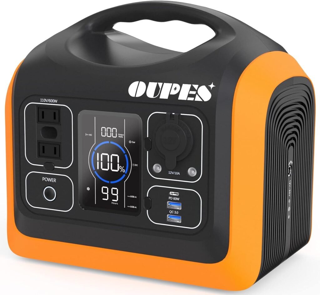 OUPES 600W Portable Power Station, 595Wh LiFePO4 Battery Backup w/ 2 600W (1000W Surge) AC Outlets, Solar Generator Ideal for Outdoor Camping/RVs/Home Use