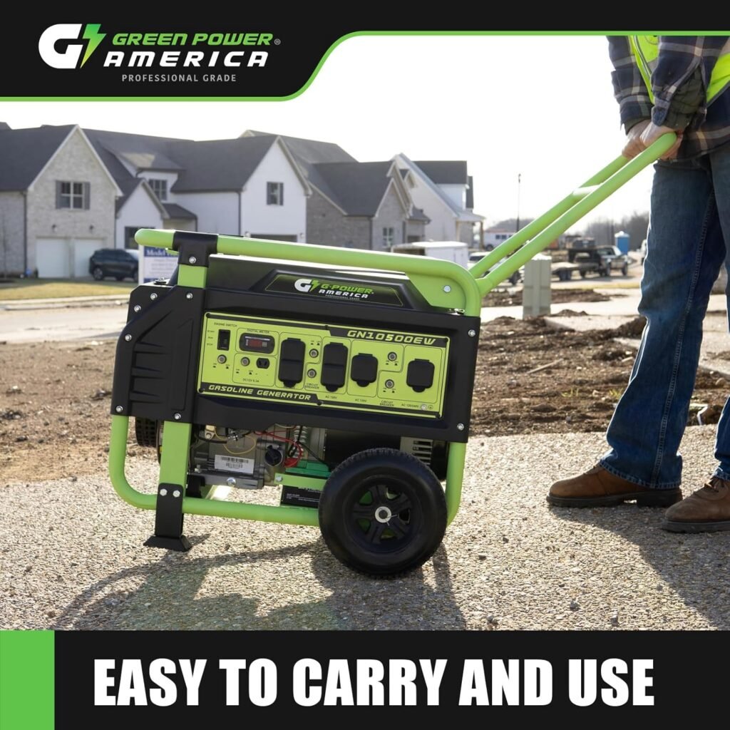 Portable Generator 10500 Watt,Gasoline Powered,Recoil/Electric Start, 12V-8.3A Charging Outlets, Home Back Up  RV Ready
