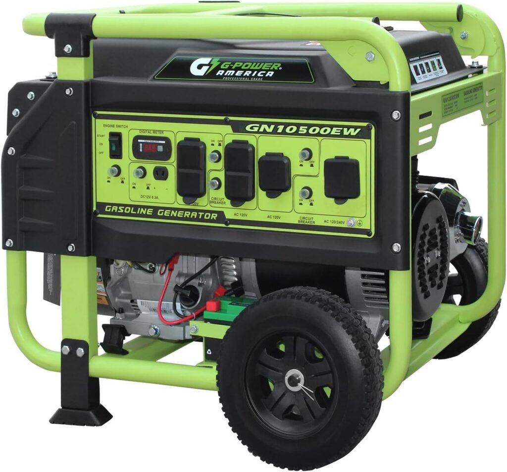 Portable Generator 10500 Watt,Gasoline Powered,Recoil/Electric Start, 12V-8.3A Charging Outlets, Home Back Up  RV Ready