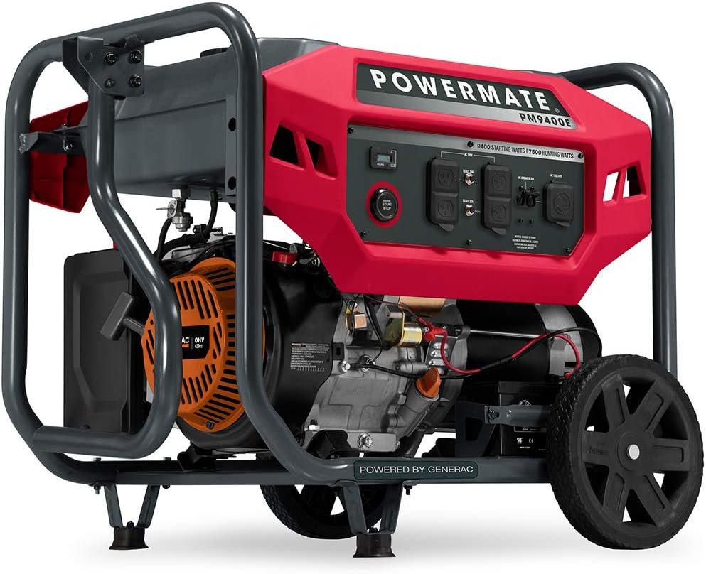 Powermate PM2000i 2,000-Watt Gas-Powered Portable Inverter Generator - Quiet Performance - Ideal for Home, Camping, RV and Outdoor Activites - Reliable Power for Emergencies and Recreation - Red/Black