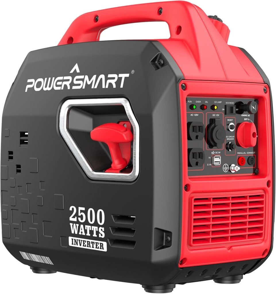 PowerSmart 2500-Watt Portable Gas Inverter Generator, Super Quiet, High Fuel-Efficient Generator, Lightweight, CARB Compliant PS5025