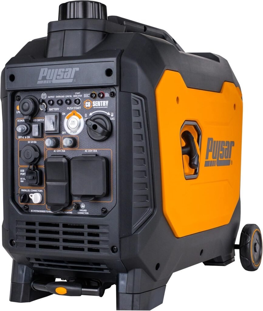 Pulsar 4000 Watt Portable Inverter Generator, Dual Fuel Gasoline  Propane, Remote Electric Start, CO Sensor, Parallel Capable, Super Quiet, Use for RV, Camping, Outdoor  Home, NE40BiSRCO