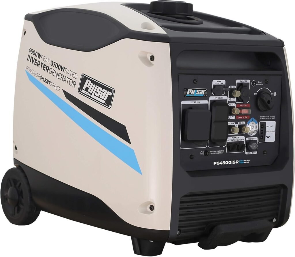 Pulsar 4500W, Portable Quiet Remote Start  Parallel Capability , CARB Compliant Inverter Backup Generator, PG4500iSR, White, RV ready