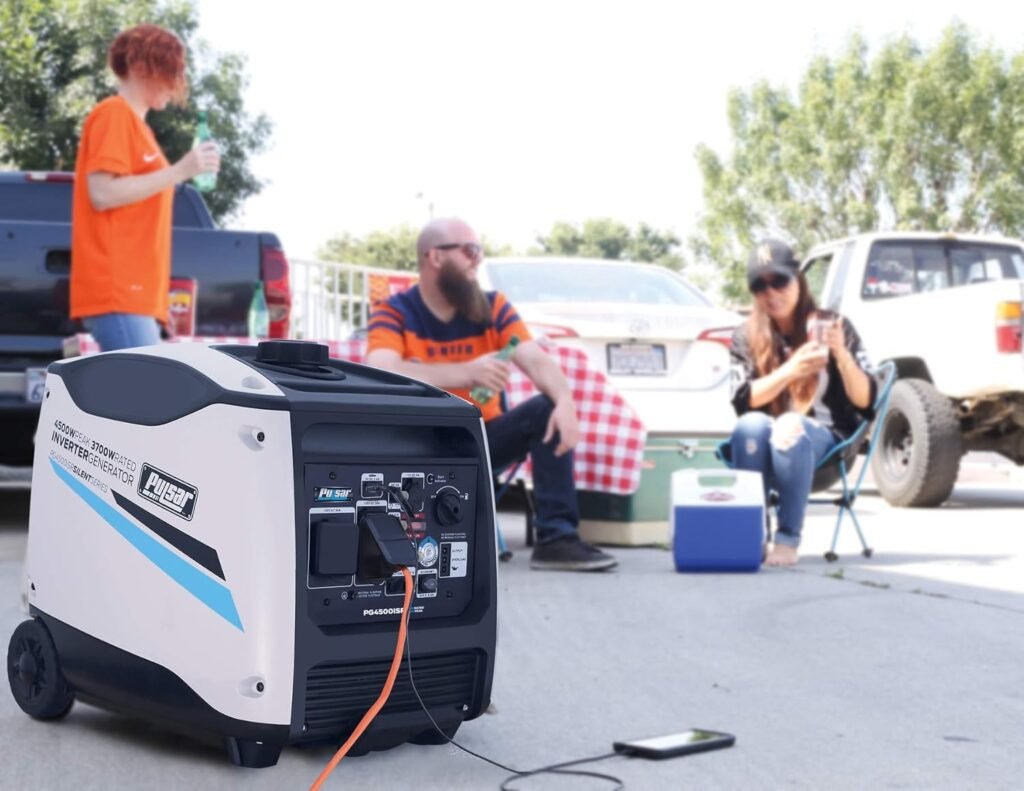 Pulsar 4500W, Portable Quiet Remote Start  Parallel Capability , CARB Compliant Inverter Backup Generator, PG4500iSR, White, RV ready