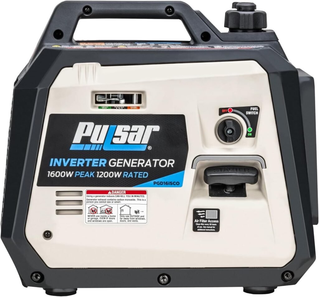 Pulsar PGD16ISCO Ultra Light Quiet 1600W Portable Gas Inverter Generator, CARB Compliant