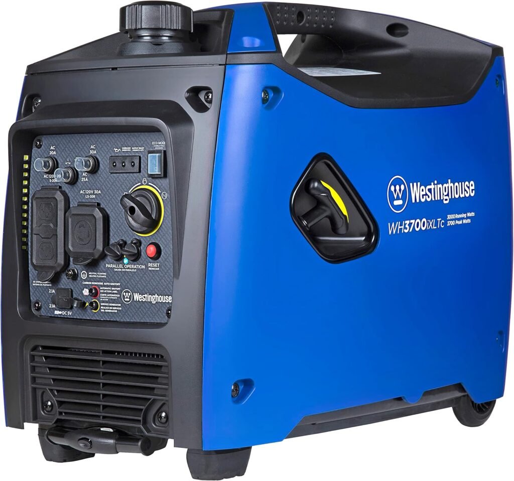 Westinghouse 5000 Peak Watt Super Quiet Dual Fuel Portable Inverter Generator, Remote Electric Start, Gas  Propane Powered, RV Ready 30A Outlet, Parallel Capable, Blue/Black