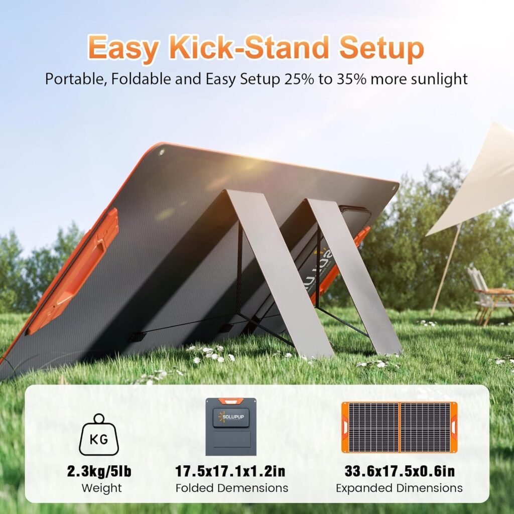 200 Watt Portable Solar Panel for Power Station Generator, 19.8V IP65 Waterproof 4 Kickstands Foldable Solar Panel, Solar Charger with MC4 Cable and USB Outputs for Outdoor Trip RV Camping Off Grid