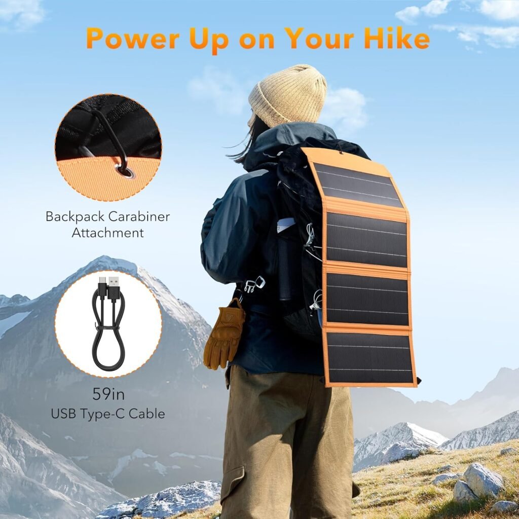 200 Watt Portable Solar Panel for Power Station Generator, 19.8V IP65 Waterproof 4 Kickstands Foldable Solar Panel, Solar Charger with MC4 Cable and USB Outputs for Outdoor Trip RV Camping Off Grid