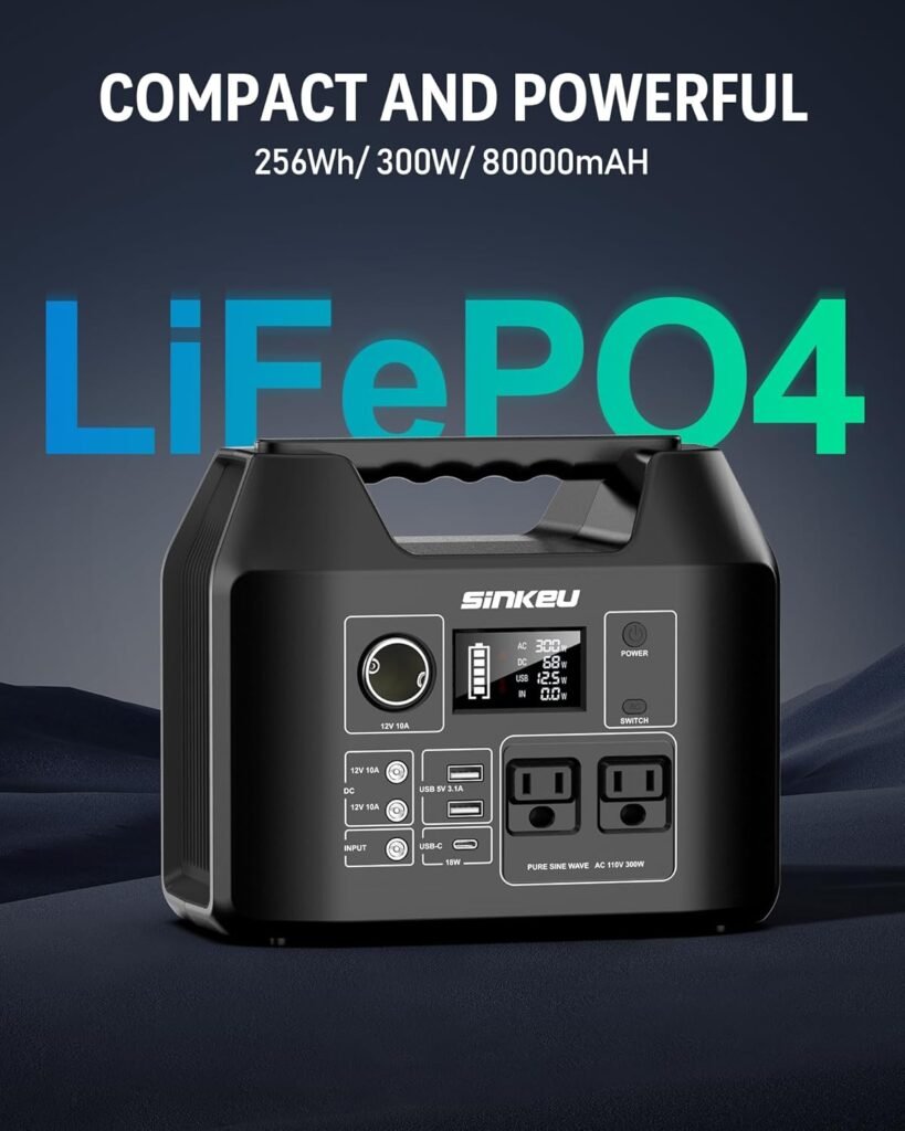 300W Portable Power Station with 100W Solar Panel，LiFePO4 Solar Generator for Outdoor, Camping, Emergency Backup