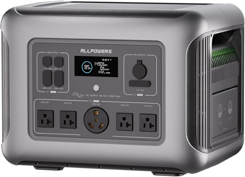 ALLPOWERS 2500W Home Backup Battery with 30A RV Output, 2016Wh LiFePO4 Portable Power Station with UPS for Home Use, Outdoor Camping, Off-Grid Emergency, Fast 1-Hr Recharge