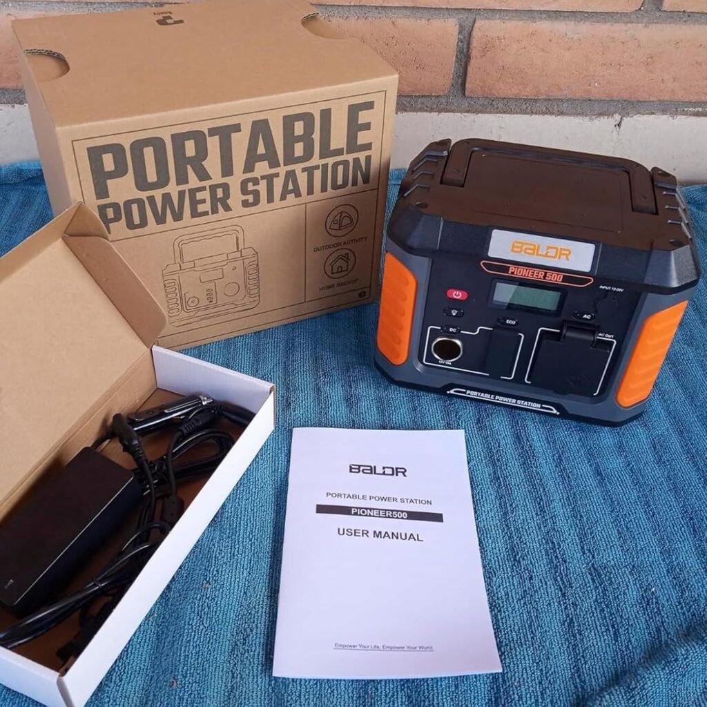 BALDR Portable Solar Generator, 500W Portable Power Station with Foldable 120W Solar Panel Included Ideal for Home Backup, Emergency, Outdoor Camping.