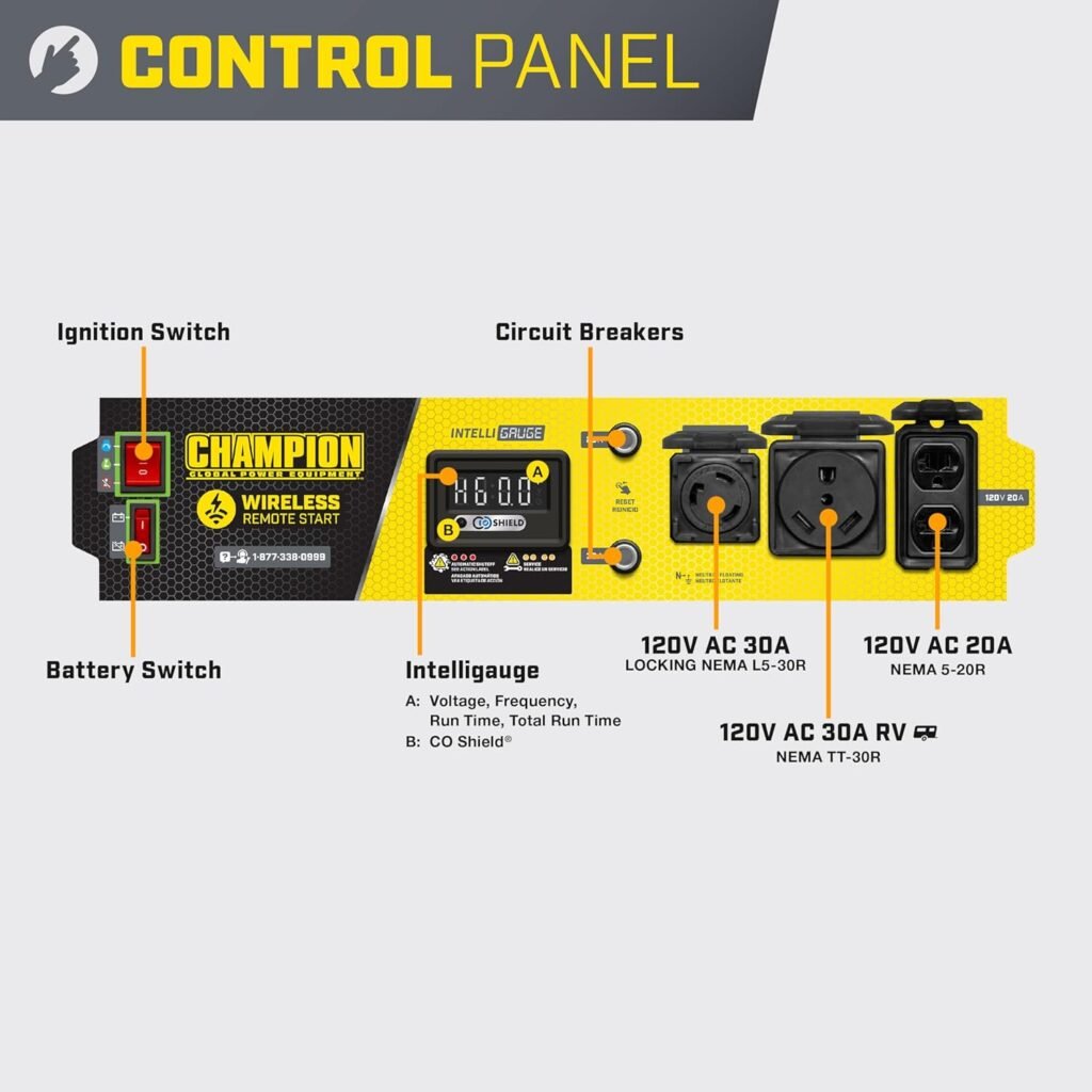Champion Power Equipment 4375-Watt RV Ready Portable Generator with CO Shield