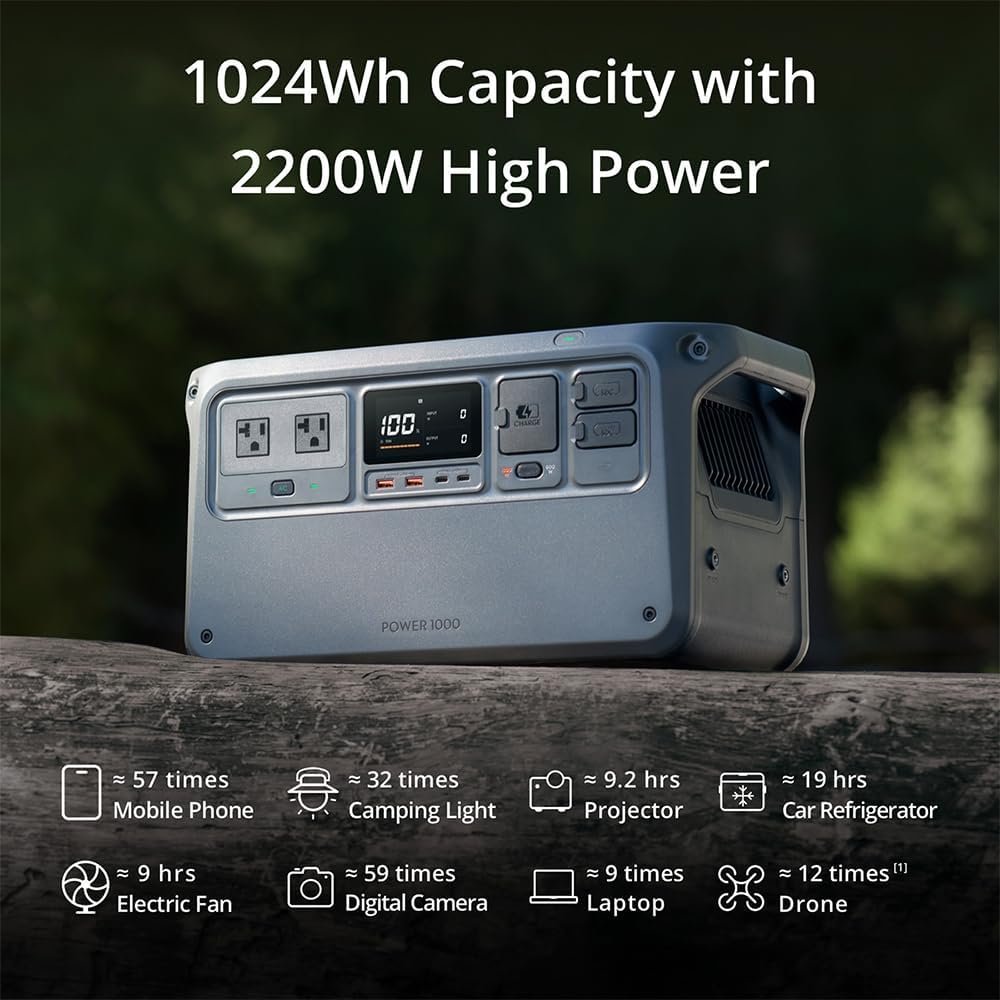 DJI CP.DY.00000051.01 Power 1000, Portable, High Capacity, Ultra- Quiet Outdoor Power Source Bundle with Deco Home Foldable, Portable 100W Solar Panel and 2 YR CPS Enhanced Protection Pack
