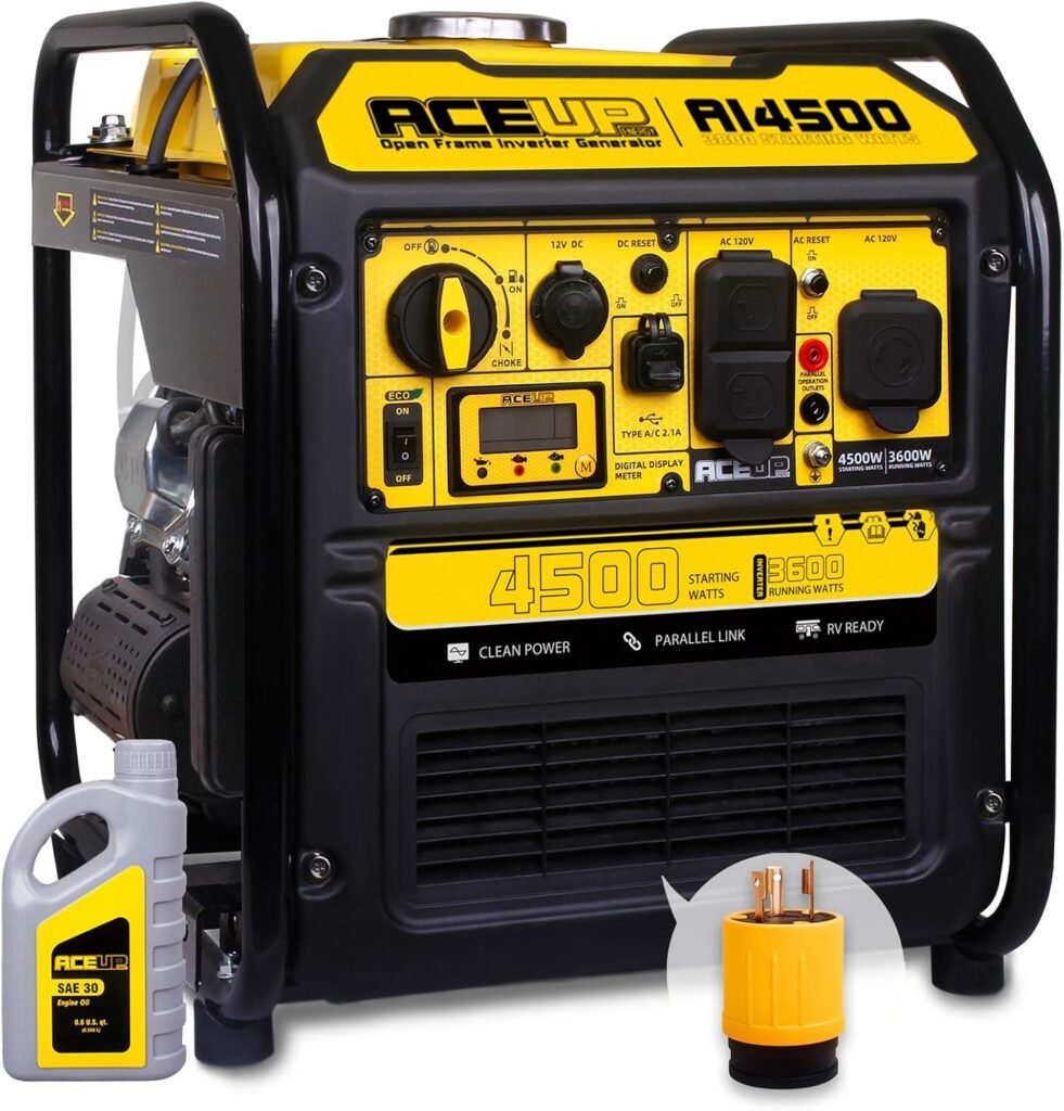 4500 Watt Gas Inverter Generator with Power Plug Adapter