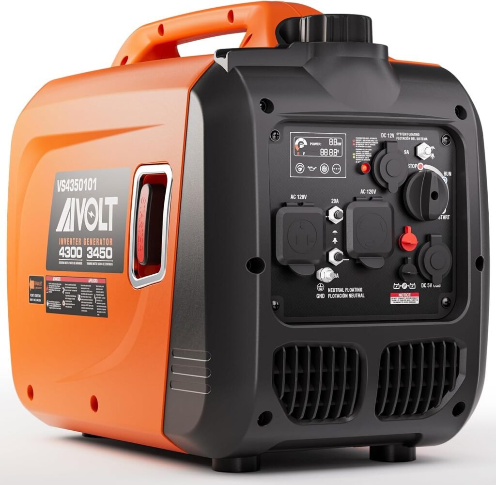 AIVOLT Inverter Generator 4300W Gas Powered Portable Super Quiet Outdoor Generator RV Ready for Camping Tools and Home Use, EPA Compliant