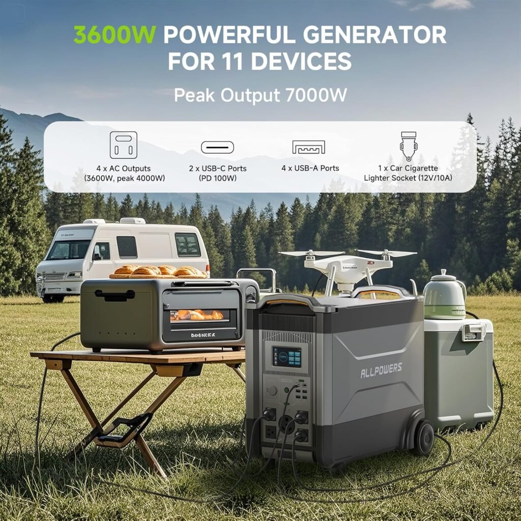 ALLPOWERS 3456Wh/3600w Portable Power Station with 600W SP039 Foldable Solar Panel, Solar Generator for 11 Devices, 1.2 Hour Fast Charging, for Home, Camping, Off-grid, Power Outage