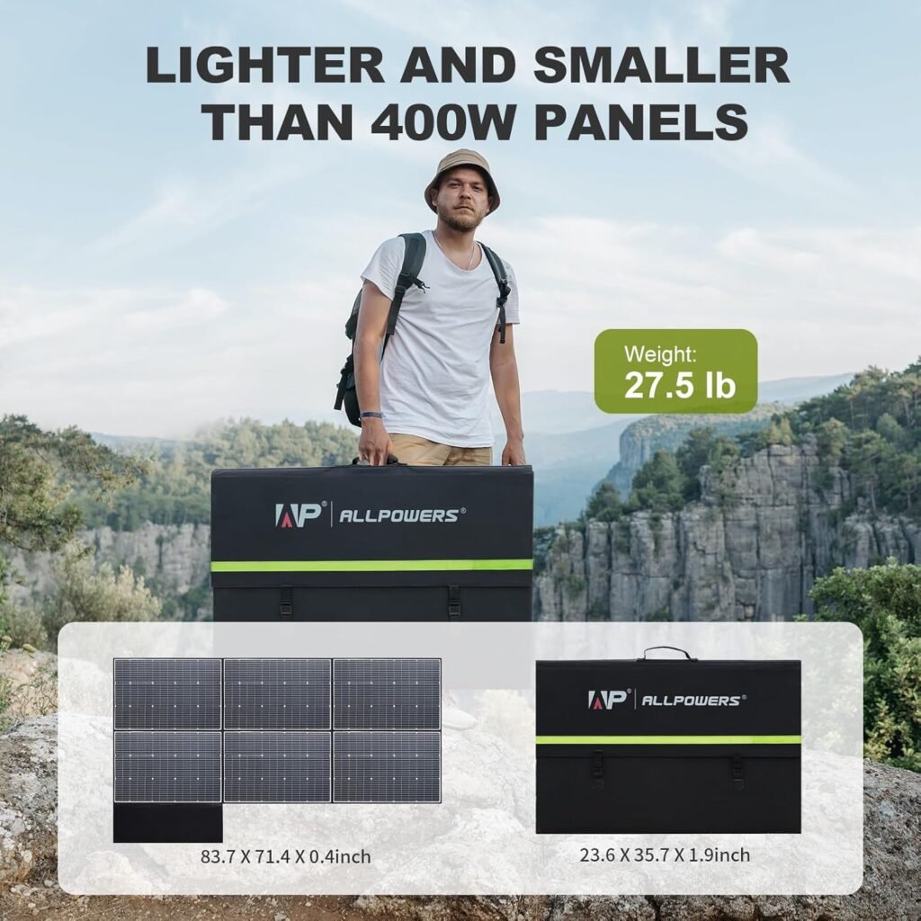 ALLPOWERS R1500 Portable Power Station with 2x SP027 Solar Panels, 1800W 1152Wh LiFePO4 Solar Generator with 2 PCS 100W Panels Included, Solar Power with UPS Function, Fast Charging, 30A RV Port