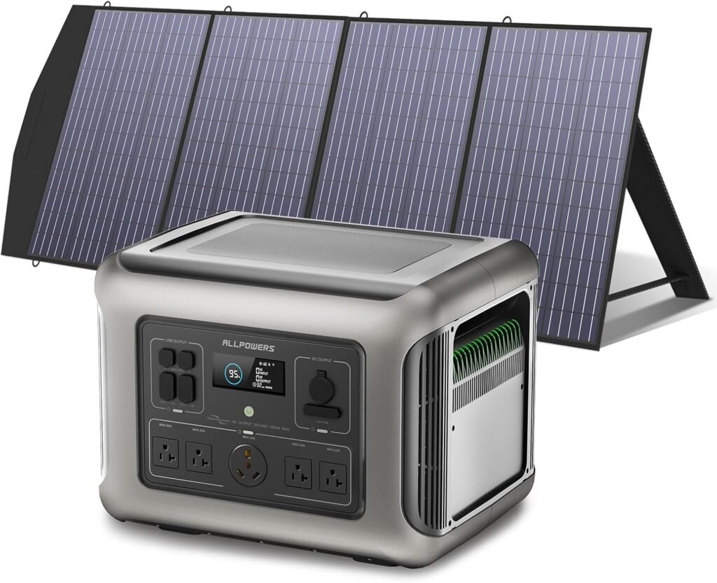 ALLPOWERS R2500 Portable Power Station with SP033 Solar Panel, 2500W 2016Wh LiFePO4 Solar Generator with 200W Panel Included, Portable Power with UPS Function, Fast Charging, 30A RV Port