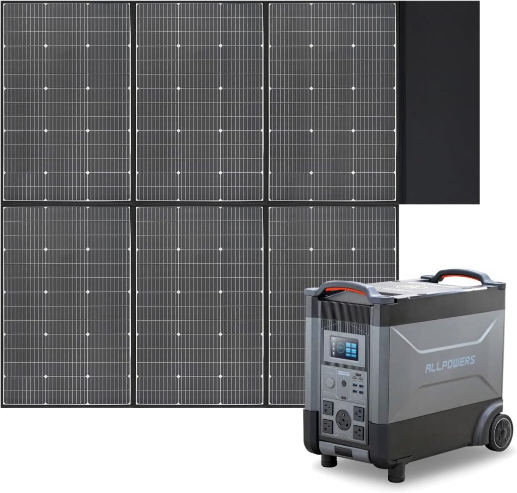 ALLPOWERS R4000 + SP039, 3456Wh 3600W LiFePO4 Expandable Portable Power Station With 600W Portable Solar Panel Included, 30A RV Outlet, Voice Control, UPS Solar Generator With Panel In