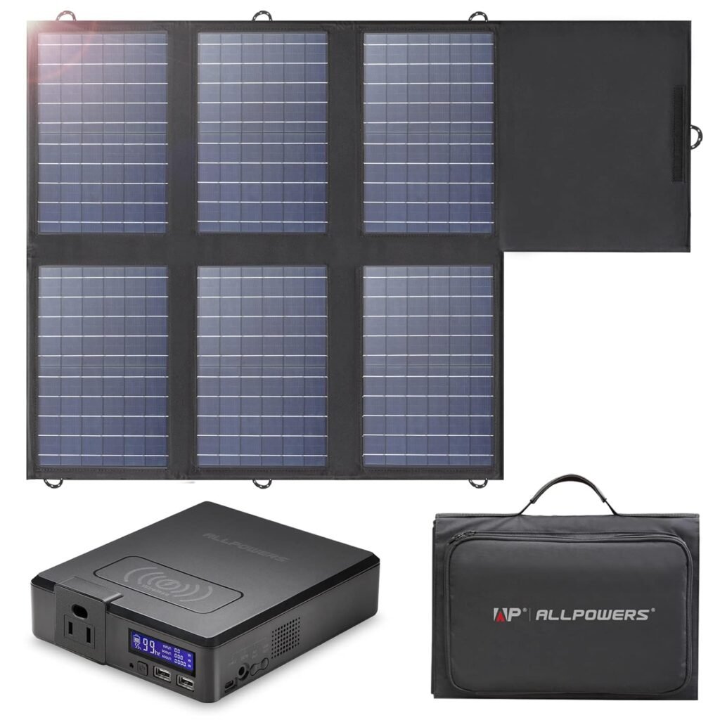 ALLPOWERS S200 Portable Power Station with SP026 Portable Solar Panel Included, 200W 154Wh Solar Generator with 60W Foldable Solar Panel, Backup Power for Home Use RV Camping Emergency