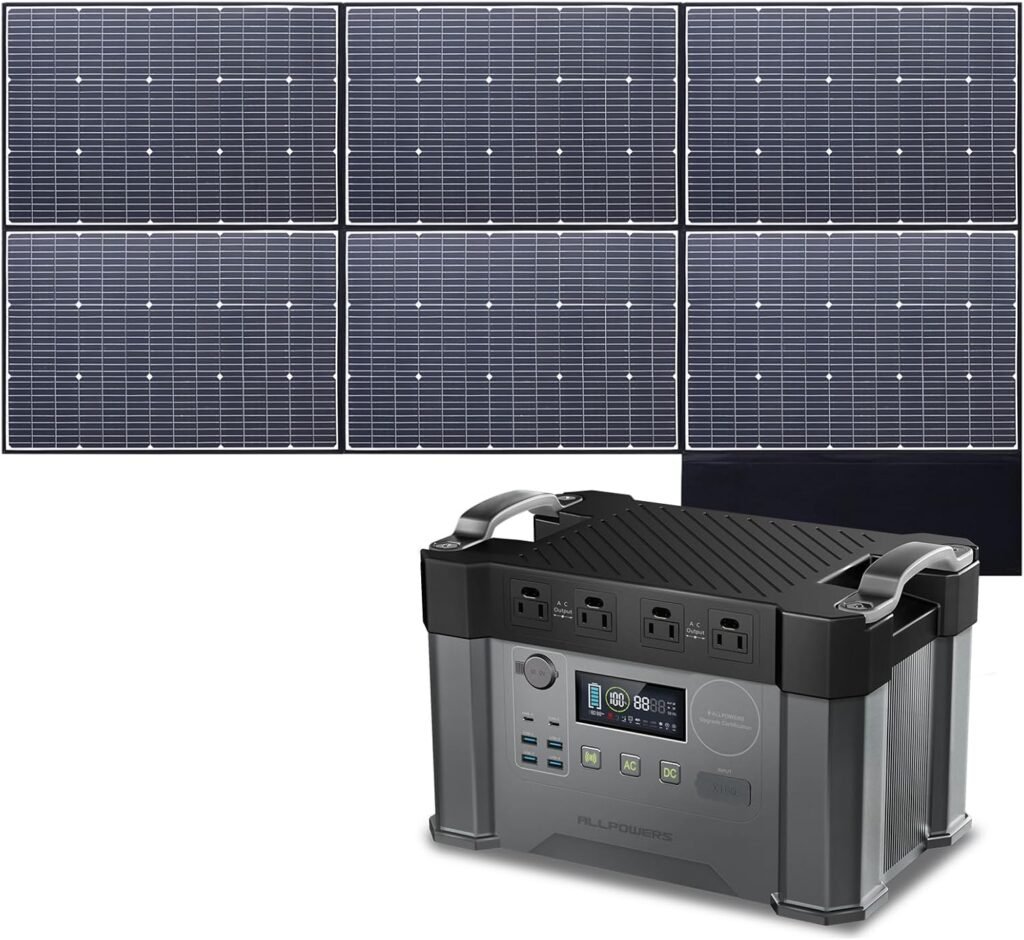 ALLPOWERS S2000 Pro Portable Power Station with SP039 Panel Included, 1451.6Wh MPPT Solar Generator 2400W with Portable Solar Panel 600W for Outdoor Camping Home Emergency