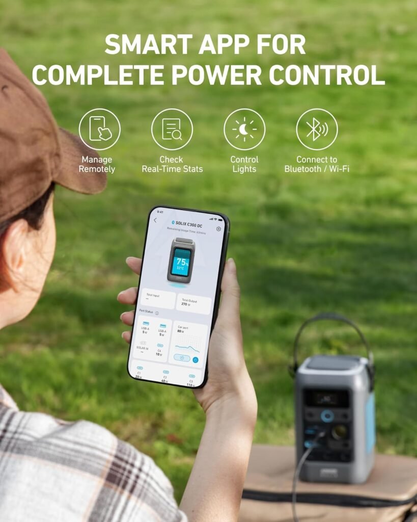 Anker SOLIX C300 DC Power Bank Station and 60W Solar Panel, 288Wh Portable Power Station, LiFePO4 Battery, 300W Solar Generator, for Outdoor, Camping, Traveling, and Emergencies