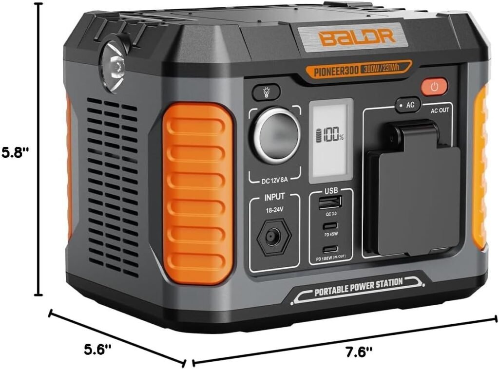 BALDR 1000W Power Station, 808Wh, 18.5 lbs Portable Lightweight Solar Generator with AC Outlet, Multiple Ports for Camping, Home Backup.