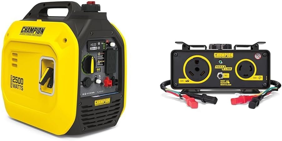 Champion 2500-Watt Portable Inverter Generator Bundle with 30-Amp RV Ready Parallel Kit Champion 2500-Watt Portable Inverter Generator Bundle with 30-Amp RV Ready Parallel Kit